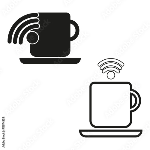 Coffee WiFi icon. Vector illustration. EPS 10.