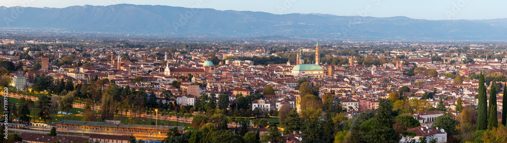 Panorama of Vicenza in evening light.