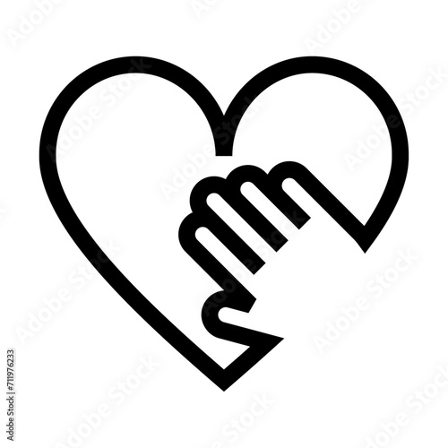 Icono de apoyo. Mano en el corazón, apoyo, solidaridad, colaboración, ayuda. Ilustración vectorial
