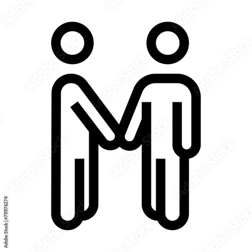 Icono de relacionarse. Conexión humana, saludo cordial, apretón de manos. Ilustración vectorial