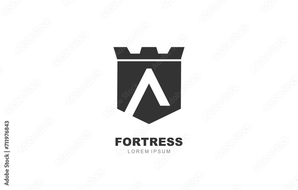 A Letter Fortress secure logo template for symbol of business identity A Letter Fortress secure logo template for symbol of business identity