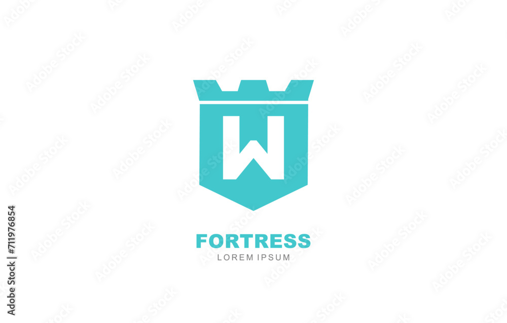 W Letter Fortress secure logo template for symbol of business identity W Letter Fortress secure logo template for symbol of business identity