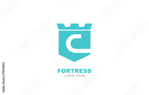 C Letter Fortress secure logo template for symbol of business identity