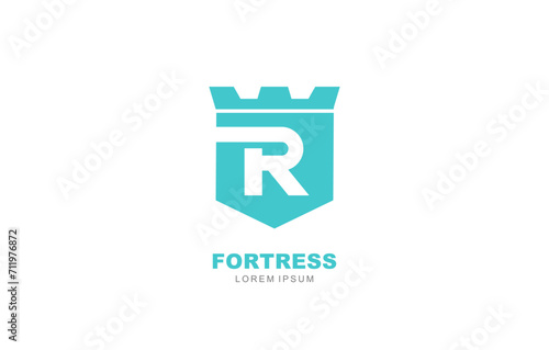 R Letter Fortress secure logo template for symbol of business identity