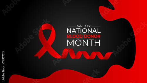 National Blood Donor month (NBDM) is observed every year in January, to celebrate the lifesaving impact of blood and platelet donors. banner, cover, flyer, greeting card, poster. Vector illustration
