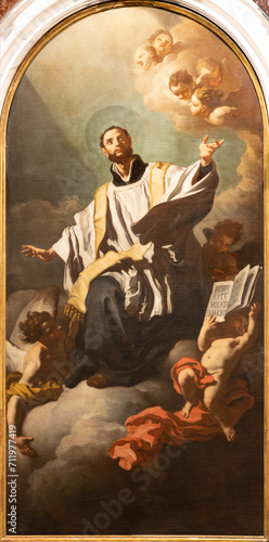VICENZA, ITALY - NOVEMBER 6, 2023: The painting Estasi di San Gaetano da Thiene in the church Chiesa di San Gaetano by Francesco Solimena (1657 - 1747).