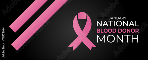 National blood donor month concept poster design. Blood Donor month observed each year during January. suit for banner, cover, card, website, flyer, brochure, social media post, vector illustration