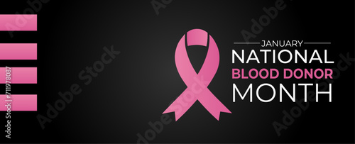 National blood donor month concept poster design. Blood Donor month observed each year during January. suit for banner, cover, card, website, flyer, brochure, social media post, vector illustration