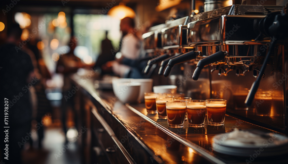 Men sitting at bar counter, drinking frothy beer after work generated by AI Men sitting at bar counter, drinking frothy beer after work generated by AI