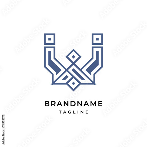 Unique modern geometric creative elegant letter W logo template