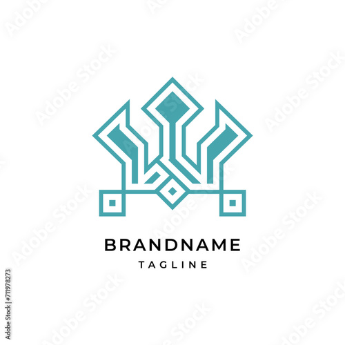 Unique modern geometric creative elegant letter W logo template