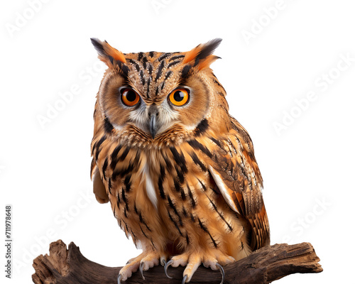 owl on a branch with transparent background
