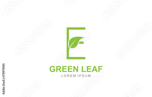 E Letter Leaf logo template for symbol of business identity