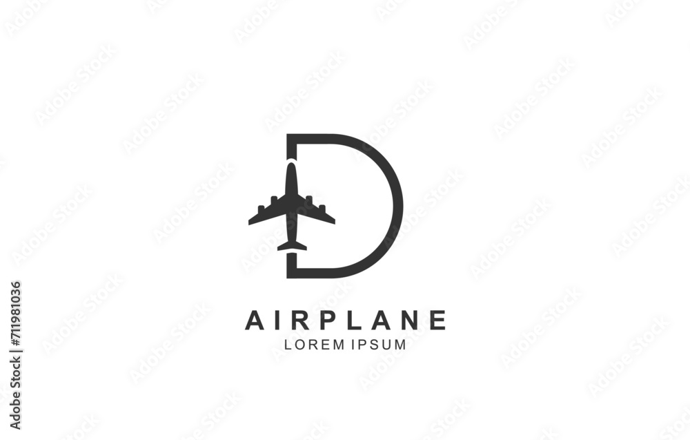 D Letter Plane Travel logo template for symbol of business identity