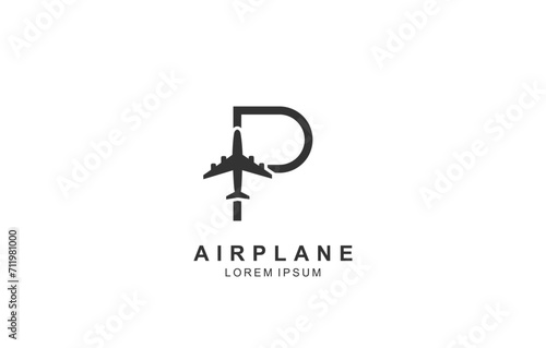 P Letter Plane Travel logo template for symbol of business identity