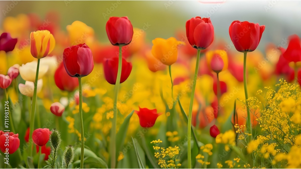 A colorful field of tulips in full bloom, reflecting the vibrancy of spring and the beauty of nature.
A colorful field of tulips in full bloom, reflecting the vibrancy of spring and the beauty of nature.