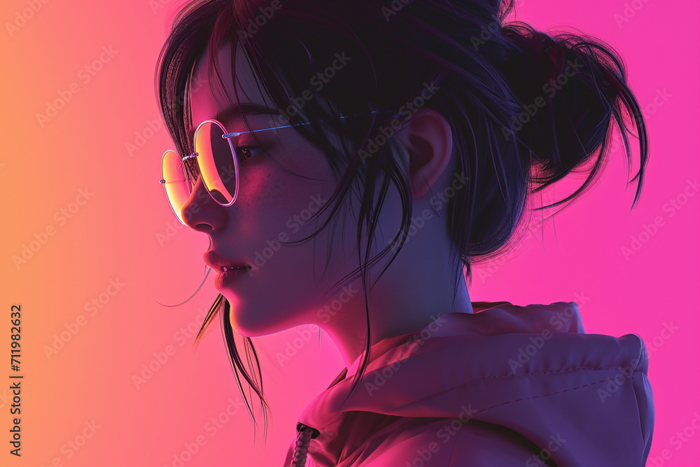 Human portrait game background style 3d stylish illustration Human portrait game background style 3d stylish illustration