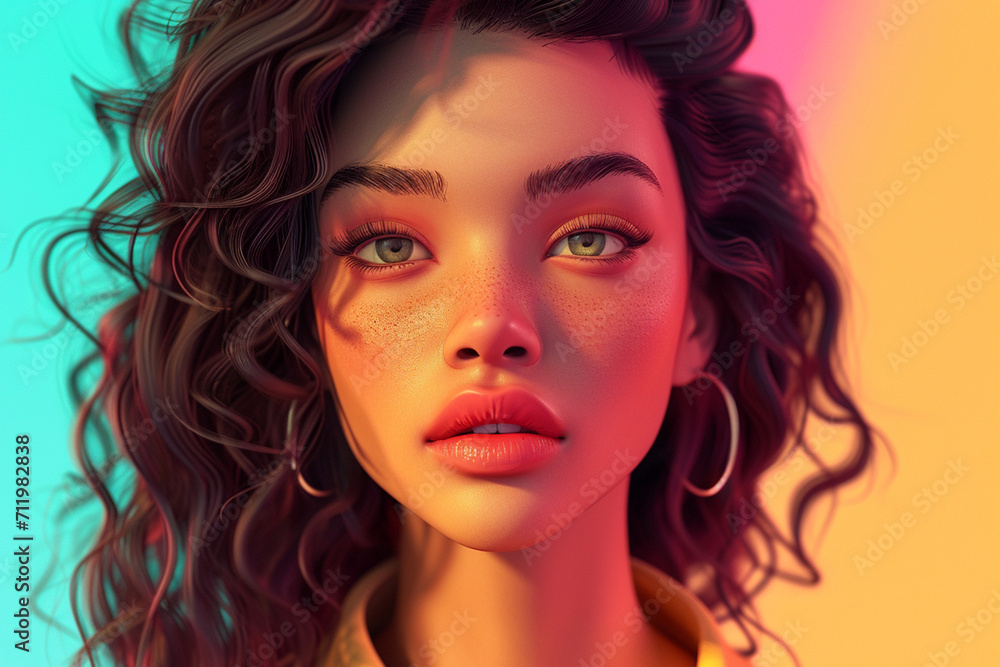 Human portrait game background style 3d stylish illustration