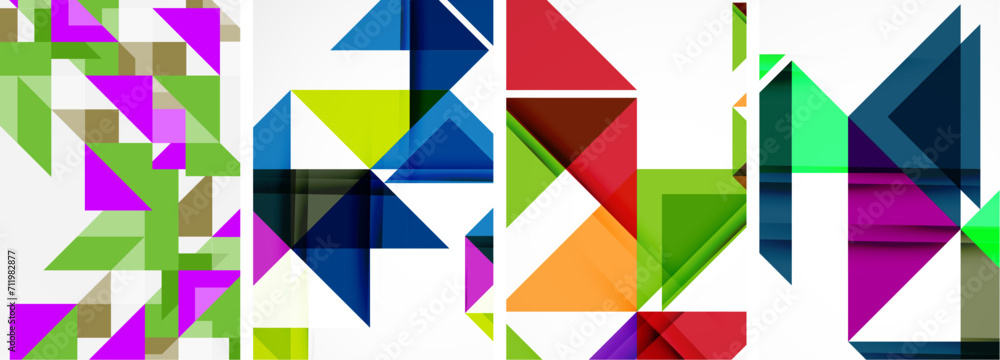 Set of abstract random triangle composition backgrounds. Vector illustration for for wallpaper, business card, cover, poster, banner, brochure, header, website Set of abstract random triangle composition backgrounds. Vector illustration for for wallpaper, business card, cover, poster, banner, brochure, header, website