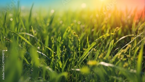 Fresh grass with sky background, vibrant, Colorful gradient, hd, 4k, high-quality, highly detailed, photorealistic, RAW, high quality, dynamic lighting, sharp focus, ultra realistic, generative AI