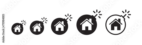 Bomb. House bomb icon series isolated on white background - illustration