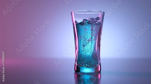 Intricate Light Play in a Glass of Water Creating a Vibrant Multicolored Reflection