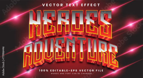 Super Heroes Adventure 3d editable text effect Template with Red theme