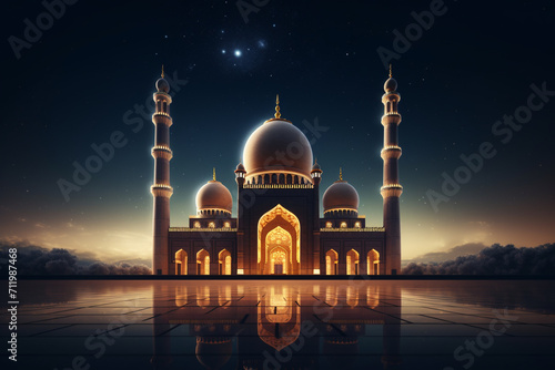 3D Illustration of Ramadan Kareem background with mosque © Graphicsstudio 5