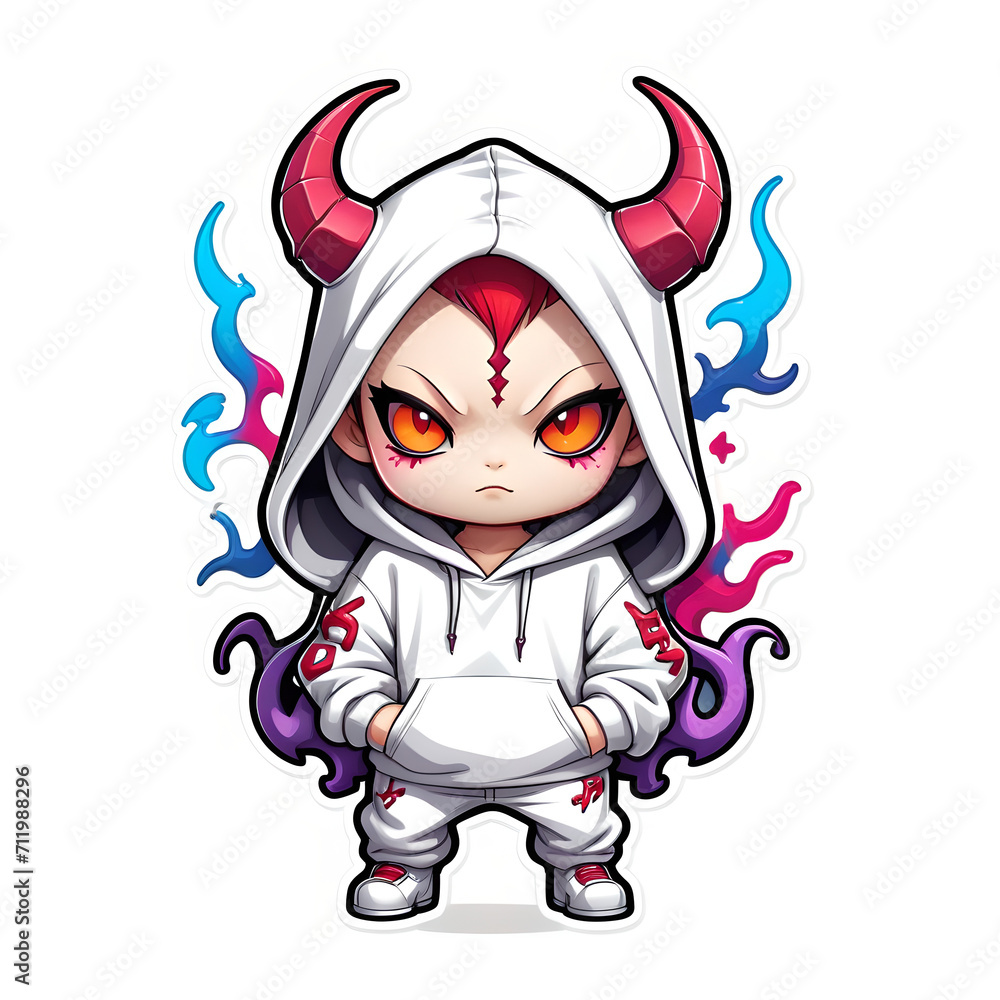 white devil hoodie cartoon white devil hoodie cartoon