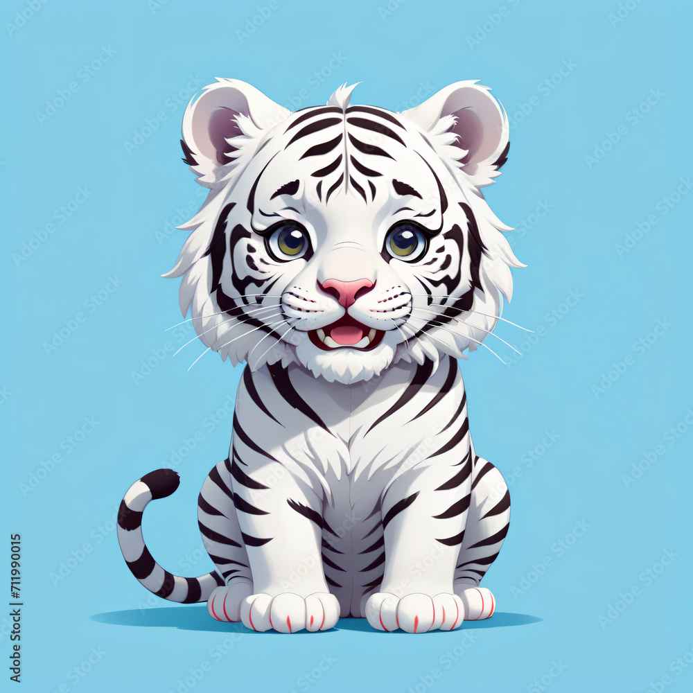 Fototapeta premium Cartoon baby white tiger #27