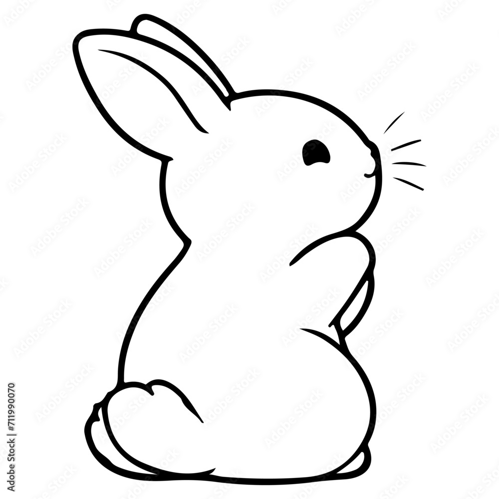 cute rabbit Doodle style hand drawn style black art line illustration. Happy Easter day bunny pose outline sketch icon on transparency. cute rabbit Doodle style hand drawn style black art line illustration. Happy Easter day bunny pose outline sketch icon on transparency.