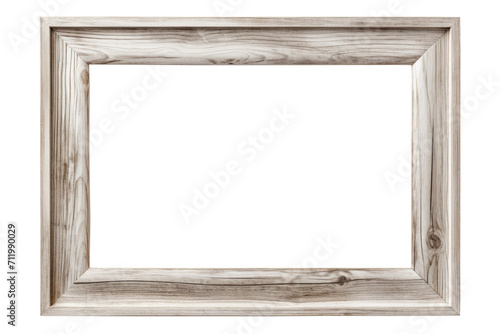 Grey wooden picture frame on a transparent background. The template for the image.