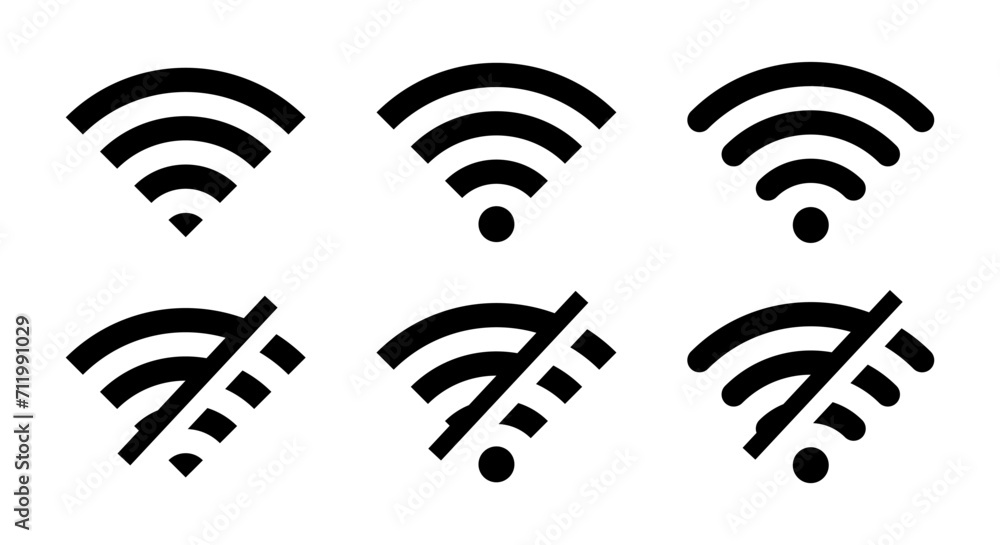 Disconnect wifi icon set collection. Lost wireless connection symbol vector Disconnect wifi icon set collection. Lost wireless connection symbol vector
