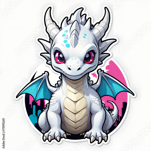 cartoon white dragon sticker