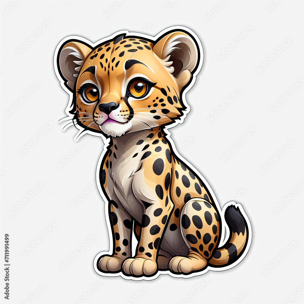 cartoon baby cheetah sticker