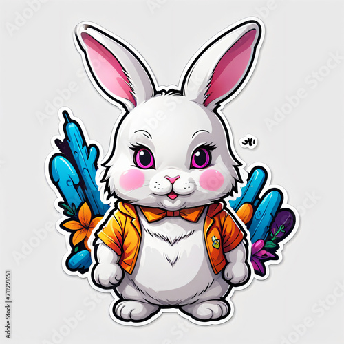 white rabbit sticker