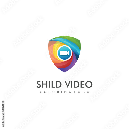 Shild And Video Coloring Logo Design