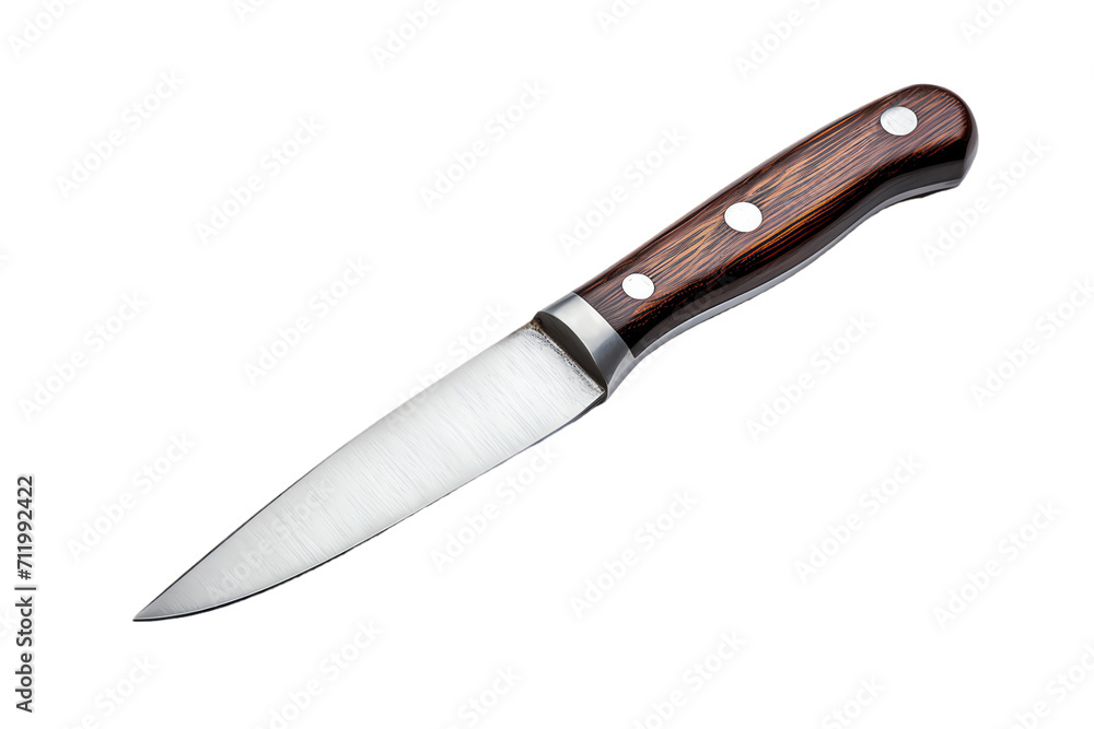 Sharp stainless steel kitchen knife isolated on a clean white background, a versatile and essential tool for chefs and cooks, with a sleek black handle for precision and safety Sharp stainless steel kitchen knife isolated on a clean white background, a versatile and essential tool for chefs and cooks, with a sleek black handle for precision and safety