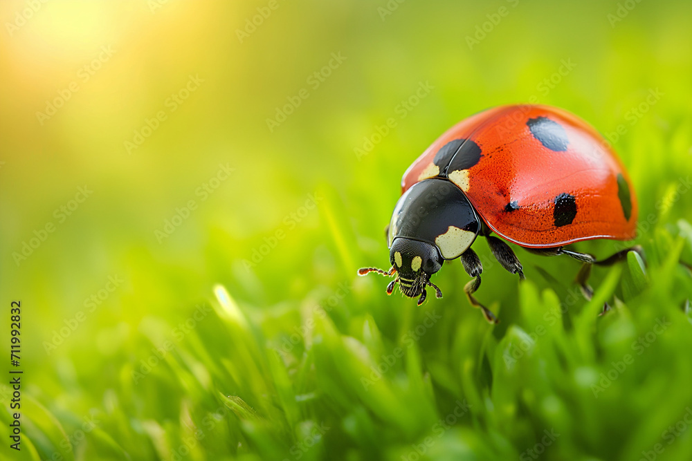 Fototapeta premium Close up Ladybug on grass.