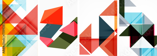 Set of abstract random triangle composition backgrounds. Vector illustration for for wallpaper, business card, cover, poster, banner, brochure, header, website