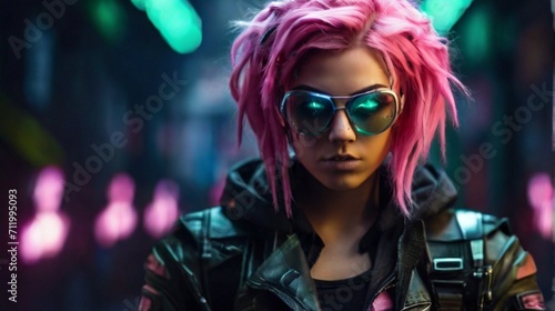 bold, colorful and stylish cyberpunk women, ready for battle