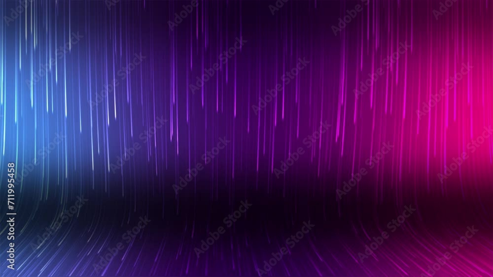 Animation of glowing colorful purple red magenta and blue falling lines simulating fiber connections and datum transmission Animation of glowing colorful purple red magenta and blue falling lines simulating fiber connections and datum transmission