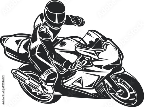 Biker on motorbike SVG vector