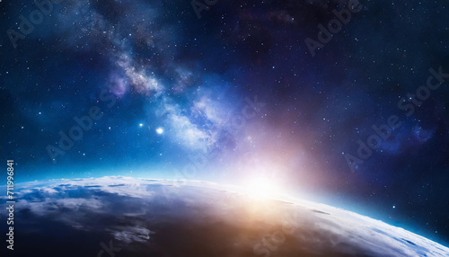 outer space stratosphere cosmic landscape with vibrant hues, stars, and galaxies, showcasing the awe-inspiring beauty of the outer space 