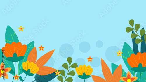 Colorful colourful vector illustrated floral spring background. Vector summer background with vegetation  flower  and leaf for poster  banner