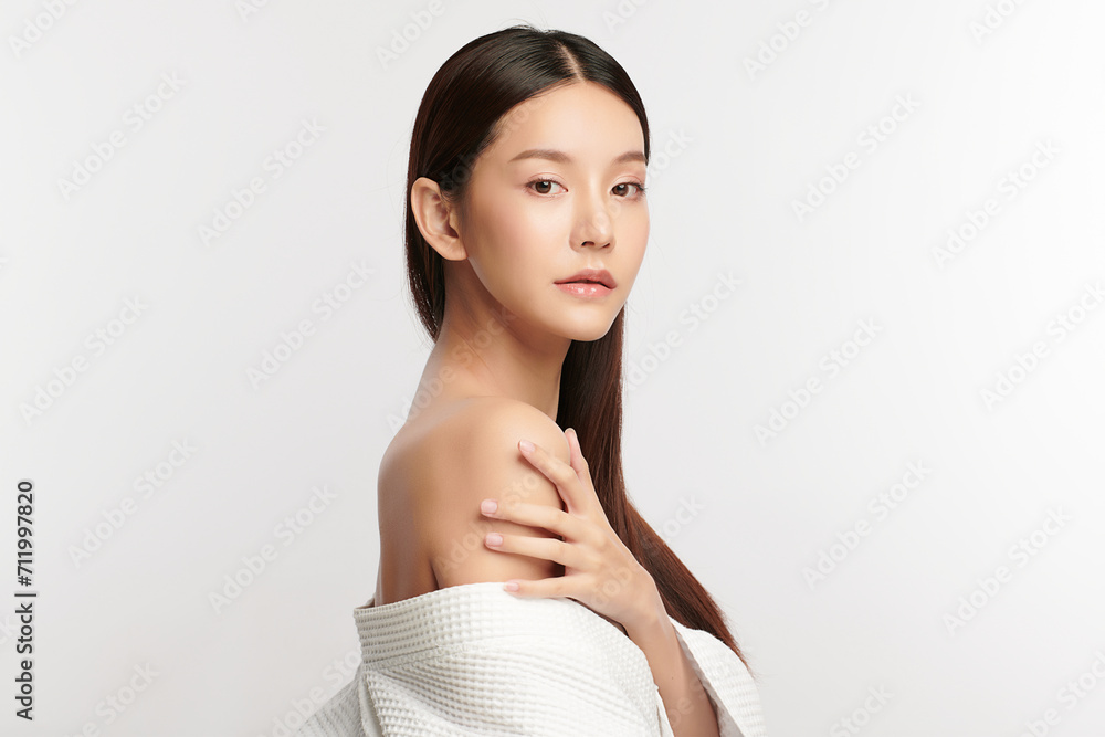 Beautiful young asian woman with clean fresh skin on white background, Face care, Facial treatment, Cosmetology, beauty and spa, Asian women portrait. Beautiful young asian woman with clean fresh skin on white background, Face care, Facial treatment, Cosmetology, beauty and spa, Asian women portrait.