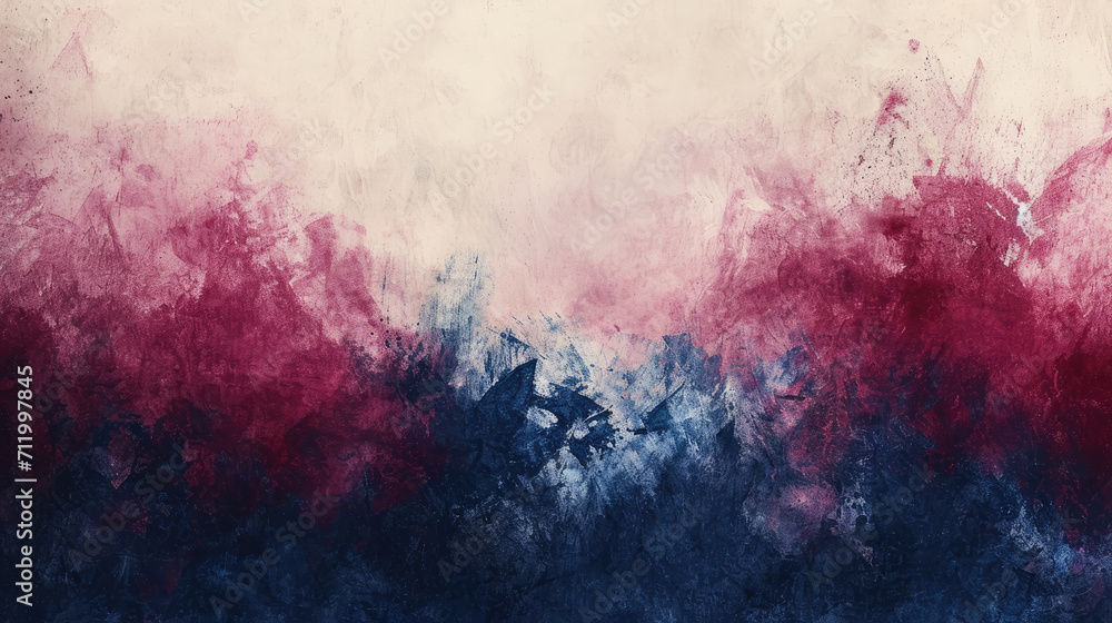 Abstract watercolor background on canvas with a dynamic mix of burgundy, navy blue and cream - obrazy, fototapety, plakaty 