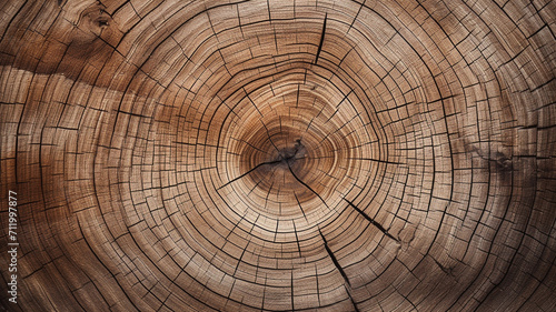 section of the tree trunk with annual rings. - Slice wood. photo