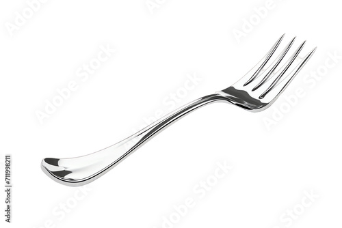 Shiny silverware set with fork, spoon, and knife on a clean white background in a kitchen setting