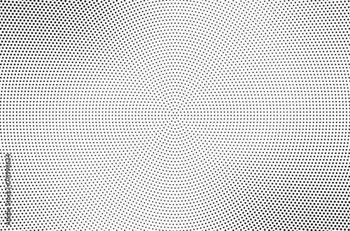 Radial halftone vector background. Monochrome halftone pattern. Pop Art comic gradient black white texture. Design for presentation banner  poster  flyer  business card.